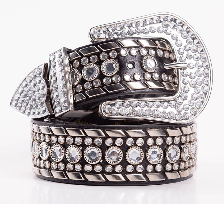 Rhinestone belt with a lot of stones and rivets