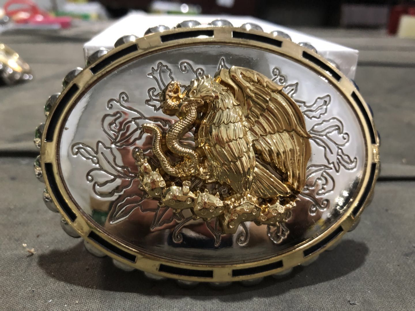 Oval shape silver gold color conchos buckles