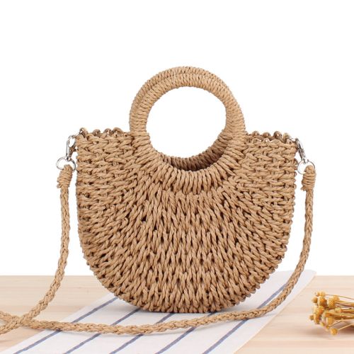 Simple style ins popular style semi-circular straw woven bag beach holiday women's bag
