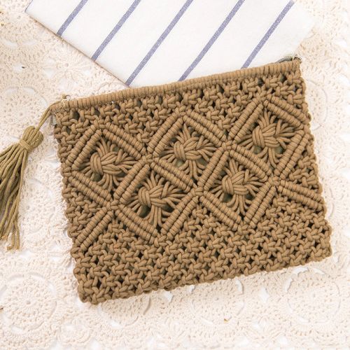 New simple tassel hand straw woven bag summer beach bag