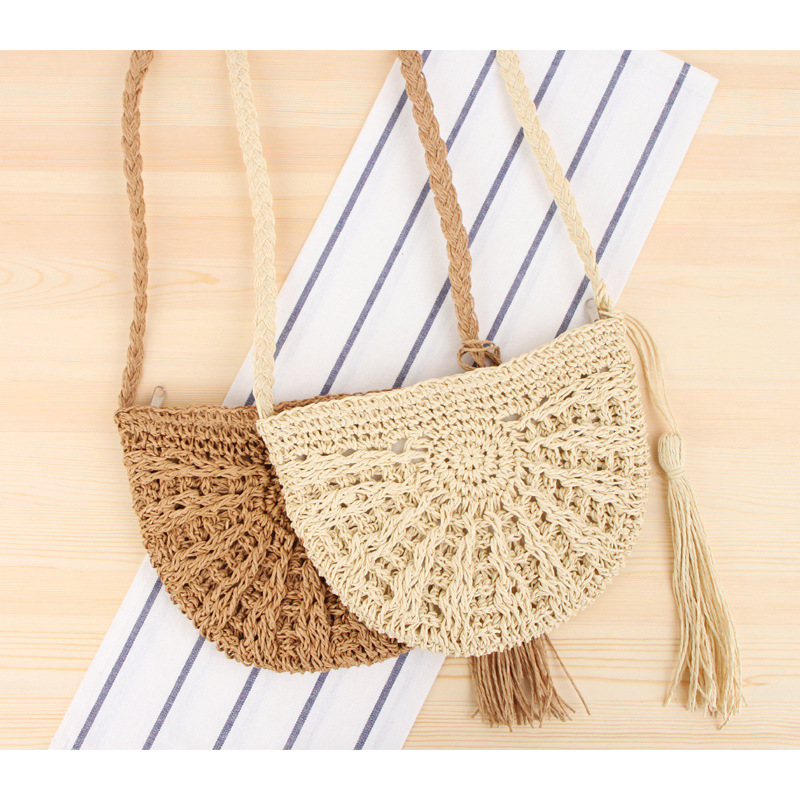 Simple Round Shoulder Straw Bag Beach Bag Fashion Ladies Straw Bag