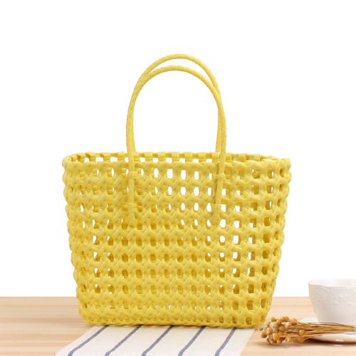 PVC woven bag hand-carrying shopping basket colorful waterproof beach plastic women's bag