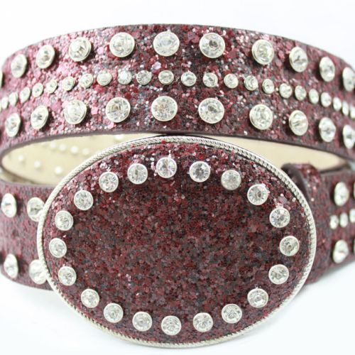 Shining PU and Croc pattern with clear rhinestone western cowgirl belt