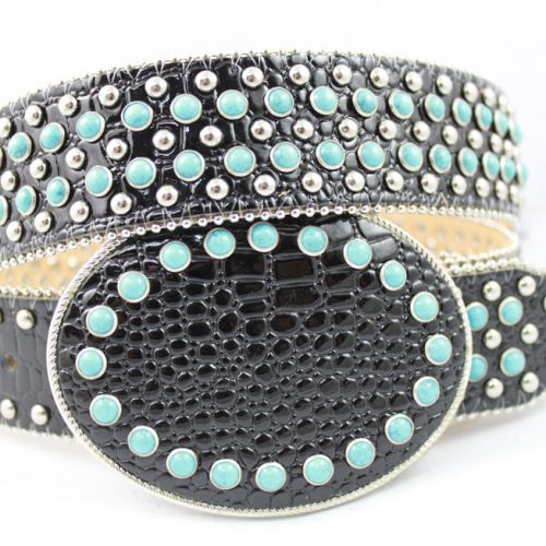 fashion design full line blue turquoise cowgirl belt
