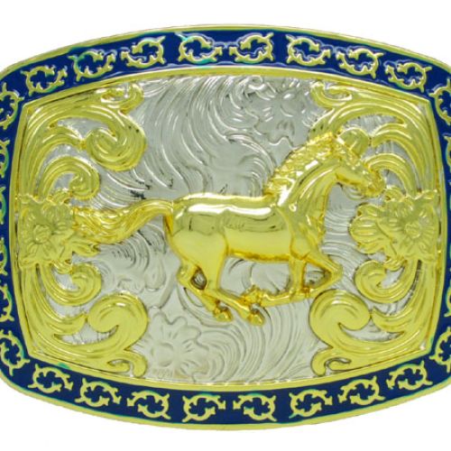 Oval shape black flower edge silver gold color buckle