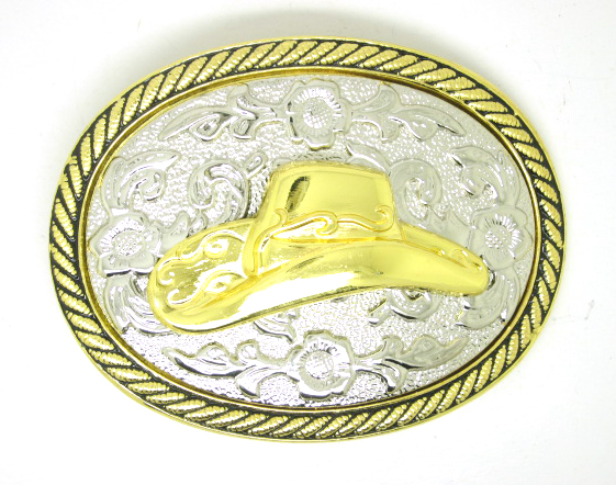 hat design oval shape western belt buckle