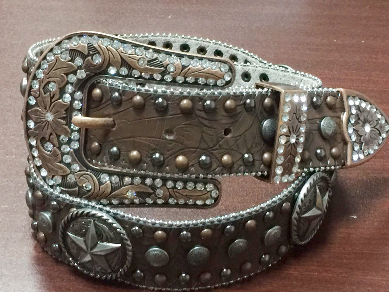 Custom your design brown color  star and small hardware women cowgirl belts