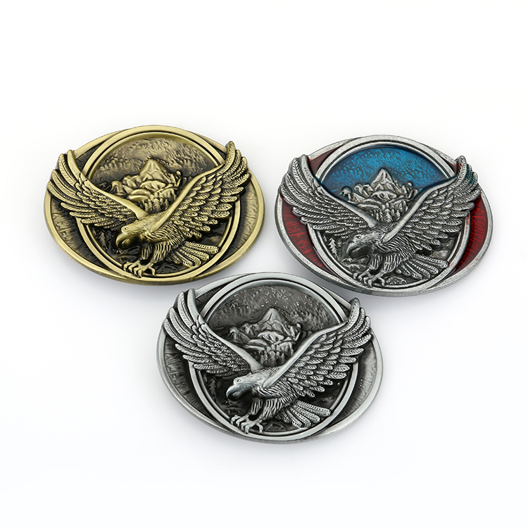 Oval shape 3 colors flying eagle belt buckles