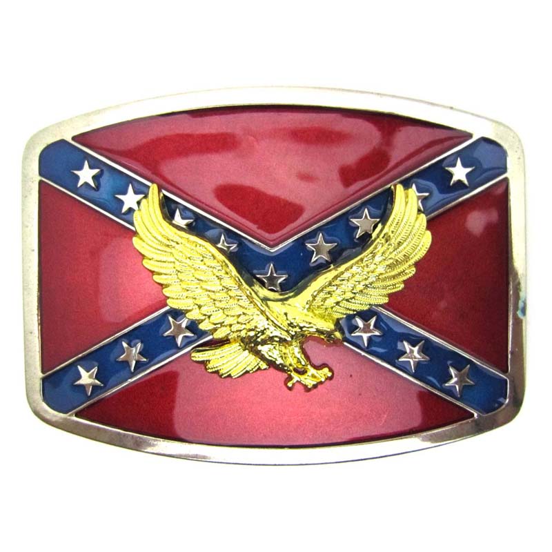 gold eagle red and blue painted colors press buckle