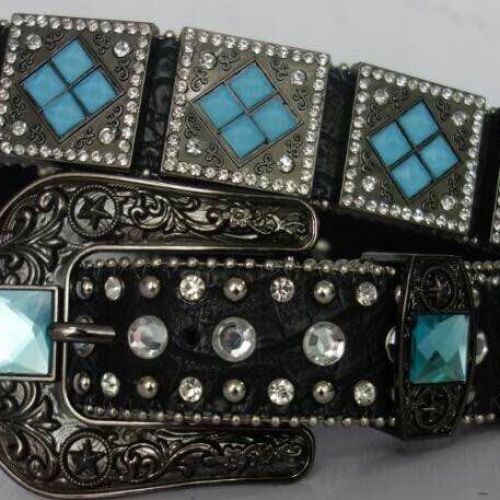 Wetsern belt  with a lot of conchos and glass fashion belts