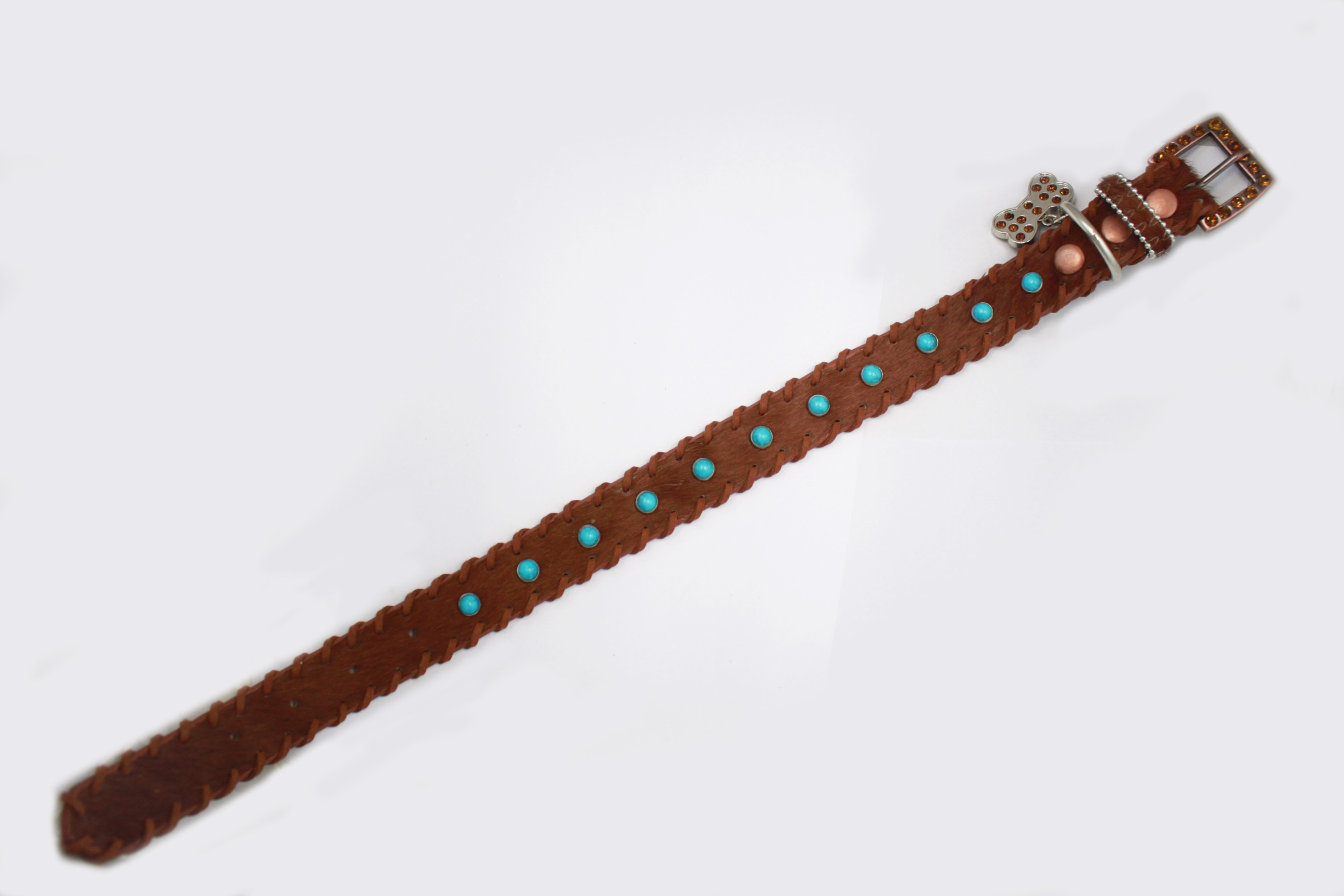 real horse with turquoise design in the middle fashion dog belt dog collar