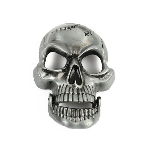 antique silver with black painting skull belt buckle